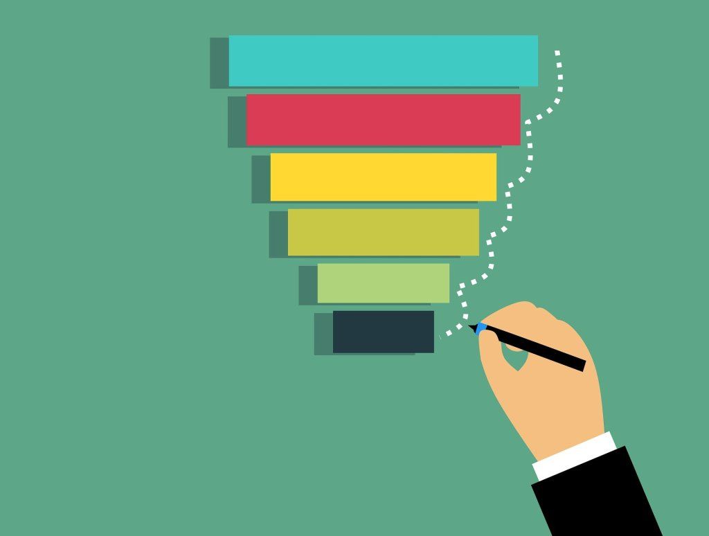 Desenho simbolizando o funil de recrutamento.